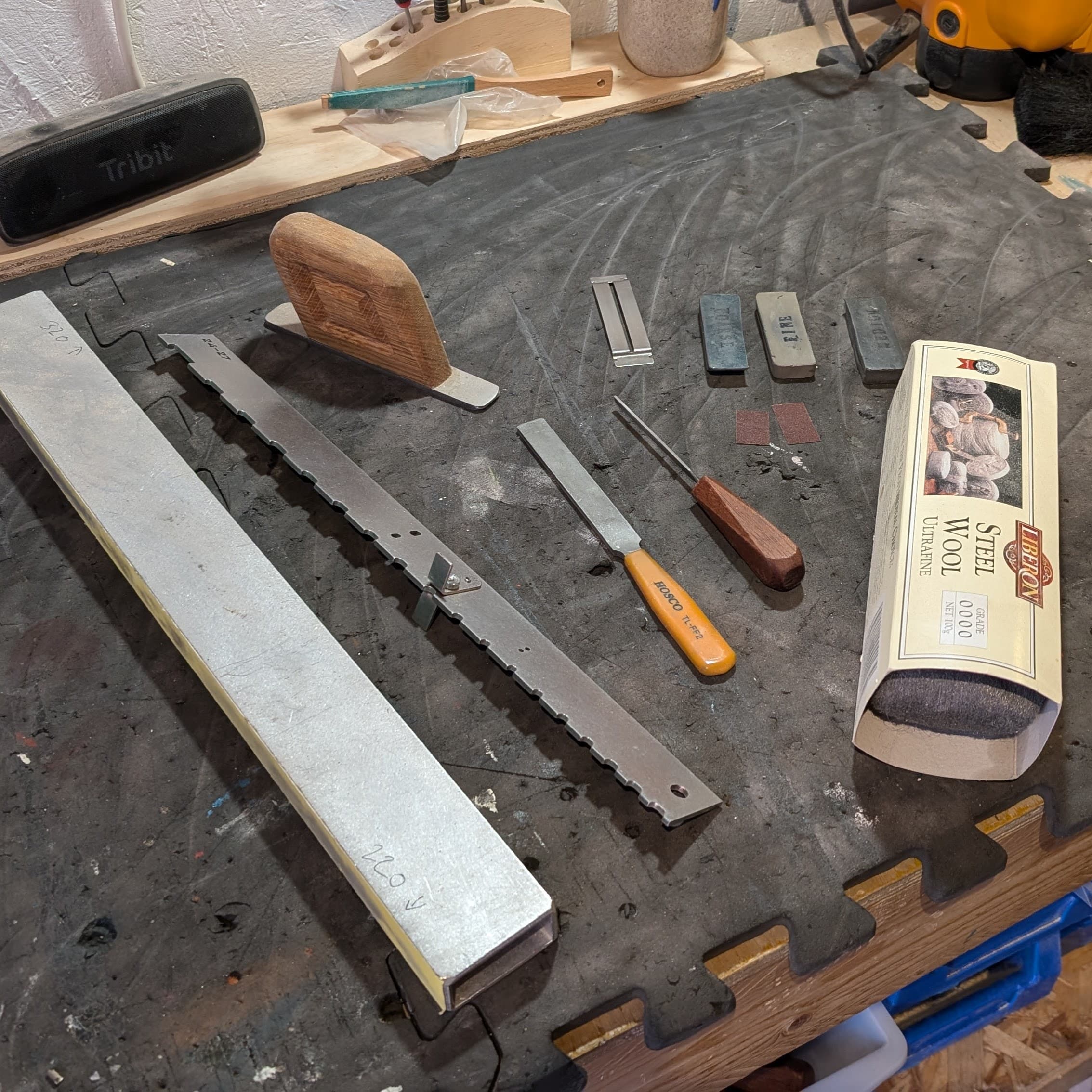 Guitar body being worked on in the Ancoats workshop